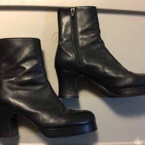 Japanese Platform Leather Boots - Size 23.5 (US Size 7) Very Good used condition